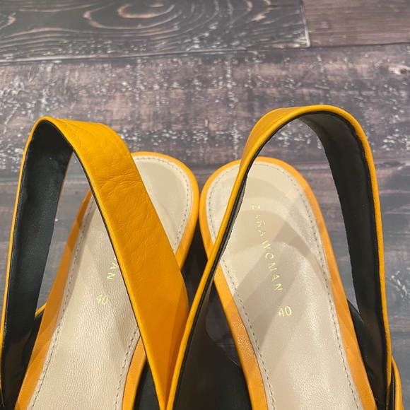 Shoes: Zara Orange Pointy Toe Slingback Flats with Mini Kitten Heel (Women's 9) - Picture 6 of 6